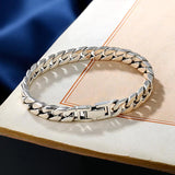 Sterling Silver Horse Whip Bracelet Cuban Ins Hip-hop Retro Ring
