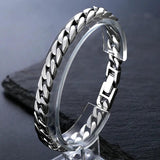 Sterling Silver Horse Whip Bracelet Cuban Ins Hip-hop Retro Ring