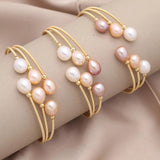 Pearl Bracelet Brass Ring Inlay Original Pearls Charm Bracelet