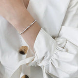 TrustDavis S925 Sterling Silver Bead Beads Charm Bracelet For Women Girls