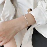 TrustDavis S925 Sterling Silver Bead Beads Charm Bracelet For Women Girls