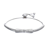 TrustDavis Sterling Silver Bowknot Bracelet with Zircon for Women Girls