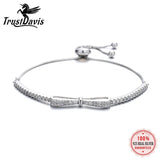 TrustDavis Sterling Silver Bowknot Bracelet with Zircon for Women Girls