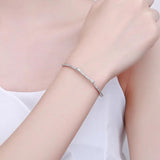 TrustDavis Sterling Silver Bowknot Bracelet with Zircon for Women Girls