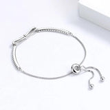 TrustDavis Sterling Silver Bowknot Bracelet with Zircon for Women Girls