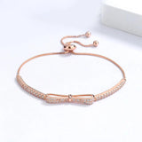 TrustDavis Sterling Silver Bowknot Bracelet with Zircon for Women Girls
