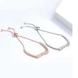 TrustDavis Sterling Silver Bowknot Bracelet with Zircon for Women Girls