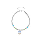 TrustDavis 925 Silver Moonstone Heart Bracelet Wedding Jewelry