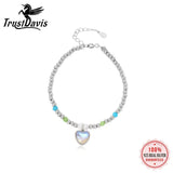TrustDavis 925 Silver Moonstone Heart Bracelet Wedding Jewelry