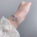 TrustDavis 925 Silver Moonstone Heart Bracelet Wedding Jewelry