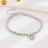 TrustDavis 925 Silver Moonstone Heart Bracelet Wedding Jewelry
