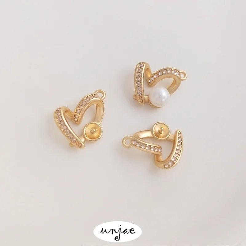 Gold Zirconium Love Heart Birdtail Bead Pendant DIY Necklace