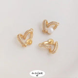 Gold Zirconium Love Heart Birdtail Bead Pendant DIY Necklace