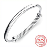 925 Silver Cuff Bracelet Glossy Vintage Bangle Lucky Charm Jewelry