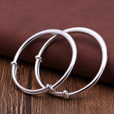 925 Silver Cuff Bracelet Glossy Vintage Bangle Lucky Charm Jewelry
