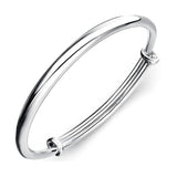 925 Silver Cuff Bracelet Glossy Vintage Bangle Lucky Charm Jewelry