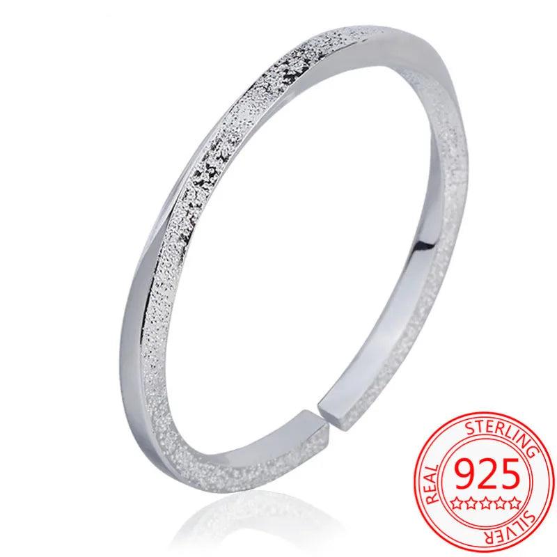 Twisted Frosted Cuff Bracelet Antique Silver 925 Silver Open Bracelet