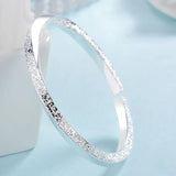 Twisted Frosted Cuff Bracelet Antique Silver 925 Silver Open Bracelet