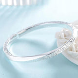 Twisted Frosted Cuff Bracelet Antique Silver 925 Silver Open Bracelet