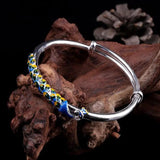 Silver Lady Cloisonne Peacock Bracelet