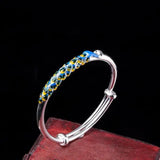 Silver Lady Cloisonne Peacock Bracelet