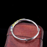 Silver Lady Cloisonne Peacock Bracelet