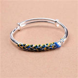 Silver Lady Cloisonne Peacock Bracelet