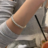 S925 Thai Silver Star Cuff Bracelet, Retro Open Style