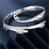 Cloisonne Painted Peacock Silver S999 Bracelet