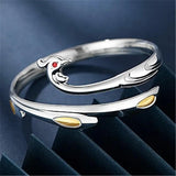 Cloisonne Painted Peacock Silver S999 Bracelet