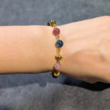 Natural Colorful Tourmaline Bracelet Ladies Jewelry Size Adjustable