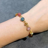 Natural Colorful Tourmaline Bracelet Ladies Jewelry Size Adjustable