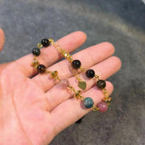 Natural Colorful Tourmaline Bracelet Ladies Jewelry Size Adjustable