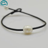 Handwork Leather Pearl Jewellery Brown Bracelet