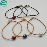 Handwork Leather Pearl Jewellery Brown Bracelet