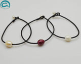 Handwork Leather Pearl Jewellery Brown Bracelet