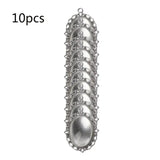 10 Antique Bronze Silver Oval Bezel Pendant Trays Glass Cabochons
