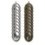 10 Antique Bronze Silver Oval Bezel Pendant Trays Glass Cabochons