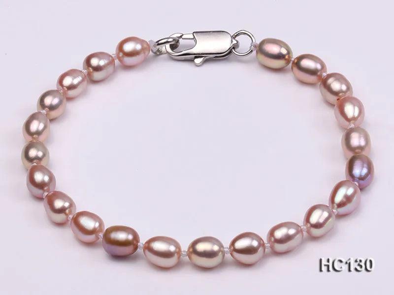 Purple Rice Freshwater Pearl Bracelet 925 Silver Clasp