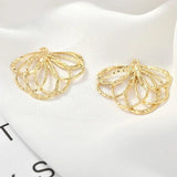 Copper Plated Geometric Leaves Flower Circle Earrings Material DIY Ear Ring 2pcs
