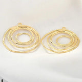 Copper Plated Geometric Leaves Flower Circle Earrings Material DIY Ear Ring 2pcs