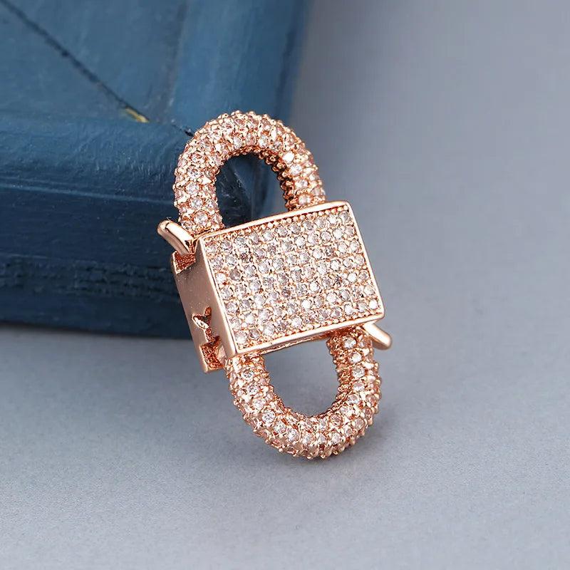 Copper Micro Pave Zirconia Lock Clasps Hook Bracelet/Necklace