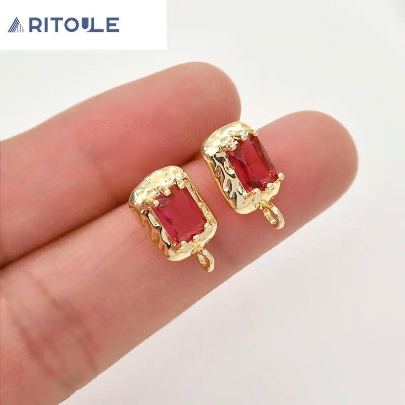14k Zircon Square Silver Pendant Earrings DIY Hand Accessories
