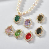 Vintage Crystal Zircon Oval Pearl Necklace Pendant DIY Accessories