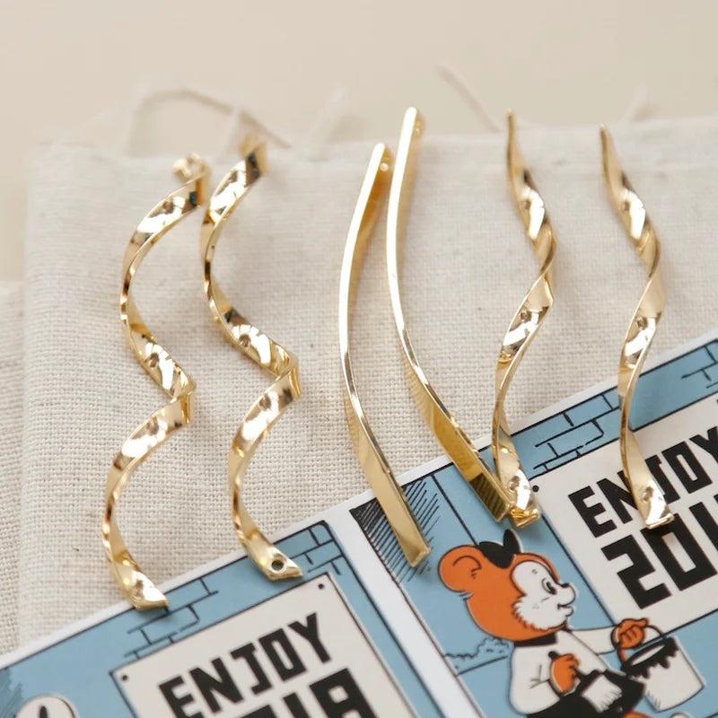 Wave Pendants Set - Gold-Plated Earrings Making Supplies