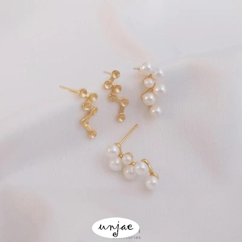 Color-Preserving 14K Bag Pearl Stud Earrings DIY Material Accessories