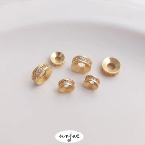 14K Gold-Coated Zircon Bead Isolation Bead DIY Jewelry