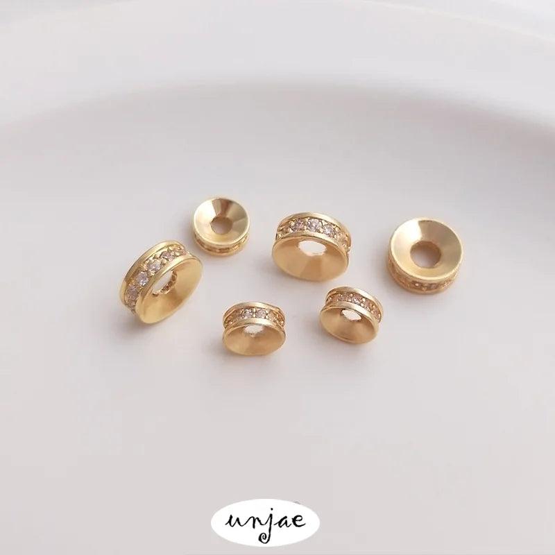 14K Gold-Coated Zircon Bead Isolation Bead DIY Jewelry