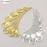 10PCS Metal K Filigree Flowers Slice Big Wings Charms Pendant Base Components