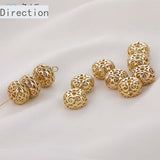 14k Retro Hollow Pattern Beads Flat Beaded Loose Beads DIY Bracelet